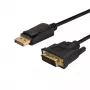 Video kabeļa adapteris SAVIO CL-106 DisplayPort (vīrišķais) uz DVI (vīrišķais), 1.8 m, melns, max 1920×1080