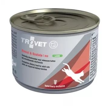 Slapjā kaķu barība TROVET Renal & Oxalate RID Lamb 200 g, veterinārā diēta pieaugušiem kaķiem, 200 g skārdenē