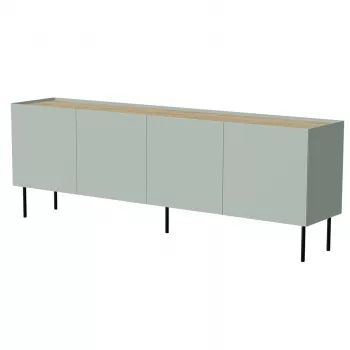 Kumode FELLINI 2000×400×700 mm, olīvu krāsa ar eļļotu ozola virsmu, MDF rāmis