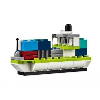 LEGO Classic Creative Vehicles Krāsainu Auto Modeļu Komplekts ar Policijas Auto un 11023 Classic Zaļa Pamatne 32x32 Kniedes