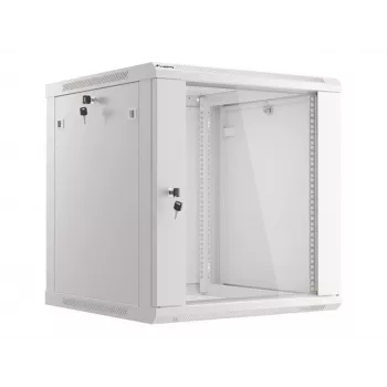 Lanberg sienas montāžas 19 inch 12U 600x600mm pelēks skapis ar stikla durvīm