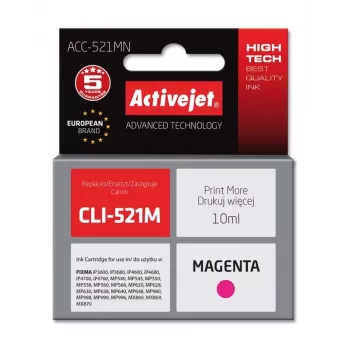 Saderīga kasetne ACC-521MN (Canon CLI-521M), Magenta, 10 ml, Augstas ražības, viena iepakojumā