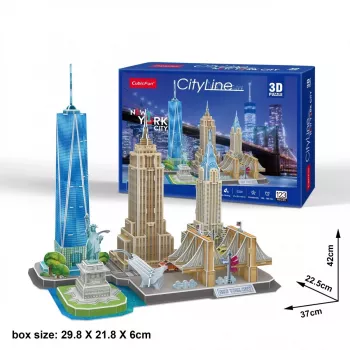 3D Puzle CubicFun Ņujorkas pilsētas līnija, 123 gab., 370×420 mm, vecums 8+