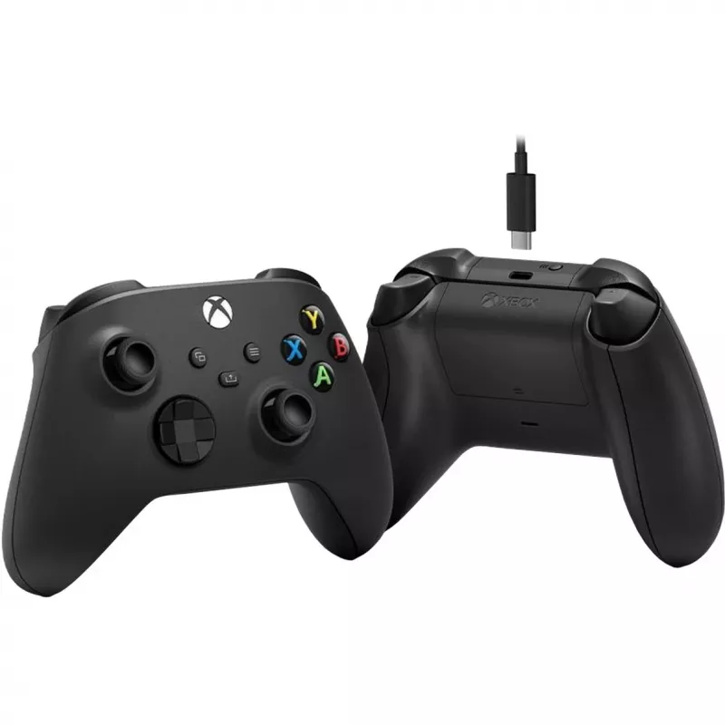 Microsoft Xbox Wireless Controller + USB-C kabelis Melns Spēļu kontrolieris Analogs / Digitāls PC, Xbox One, Xbox One S, Xbox One X, Xbox Series S, Xbox Series X