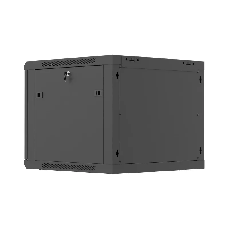 Sienas stiprinājuma 19 inch skapis 9U 600x600 mm melns ar perforētām durvīm