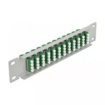 Šķiedru optikas sadales panelis DeLOCK 10 collu 12 Portu LC Quad Zaļš 1U Pelēks