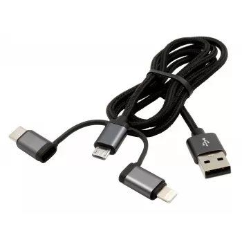 Exsys EX-K1403-2 3-in-1 USB kabelis ar Lightning, Micro-USB un USB-C melns