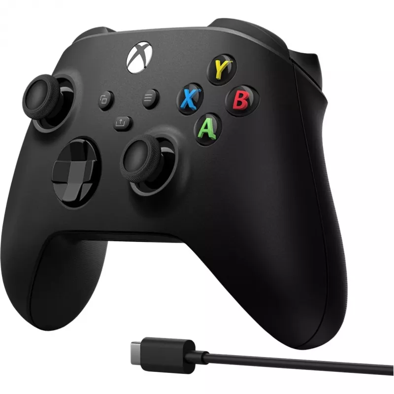 Microsoft Xbox Wireless Controller + USB-C kabelis Melns Spēļu kontrolieris Analogs / Digitāls PC, Xbox One, Xbox One S, Xbox One X, Xbox Series S, Xbox Series X