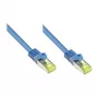 RJ45 Patch vads ar Cat.7 neapstrādātu kabeli un aizsardzību pret fiksatora lūšanu (RNS®), S/FTP, PiMF, bez halogēna, 600MHz, OFC, Zils, 0,5m, Good Connections® (8070R-005B)
