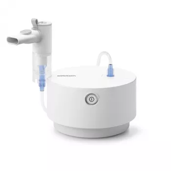 Galda inhalators Omron C28P ar 10 ml/min jaudu, 2,65 µm daļiņu izmēru, balts, izmēri 265×195×143 mm