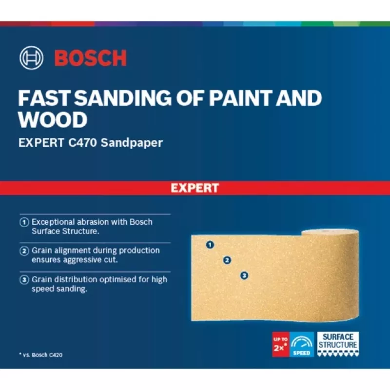 Bosch Expert C470 slīpēšanas rullis, vidējs grauds, P100, 93 mm x 50 m