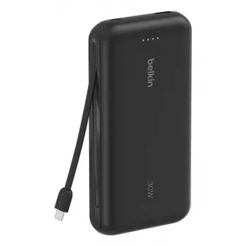 Belkin BPB024HQBK 10 000 mAh ārējais akumulators ar iebūvētu USB-C kabeli, 20 W