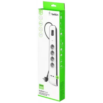 Pārsprieguma aizsargs Belkin BSV401CA2M Melns Balts 4 Kontaktligzdas 2m