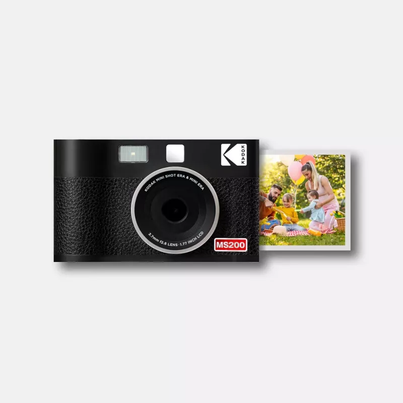 Momentānā kamera Kodak Mini Shot 2 Era — portatīvā momentkamera ar iebūvētu printeri, melna