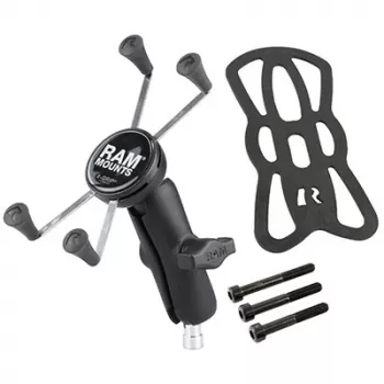 RAM Mounts X-Grip Lielā telefona turētājs motocikla stūrei, skava melna