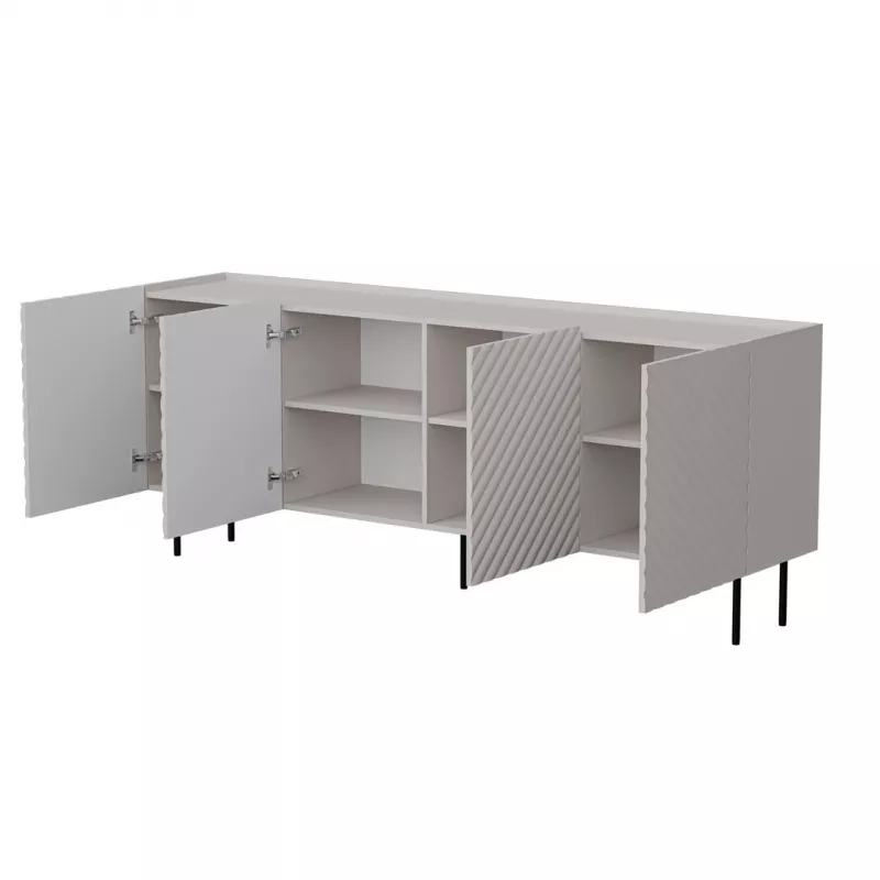 Kumode Cama Meble LUCCA 4D — 200 x 40 x 80 cm, smilškrāsas, skaidu plātne