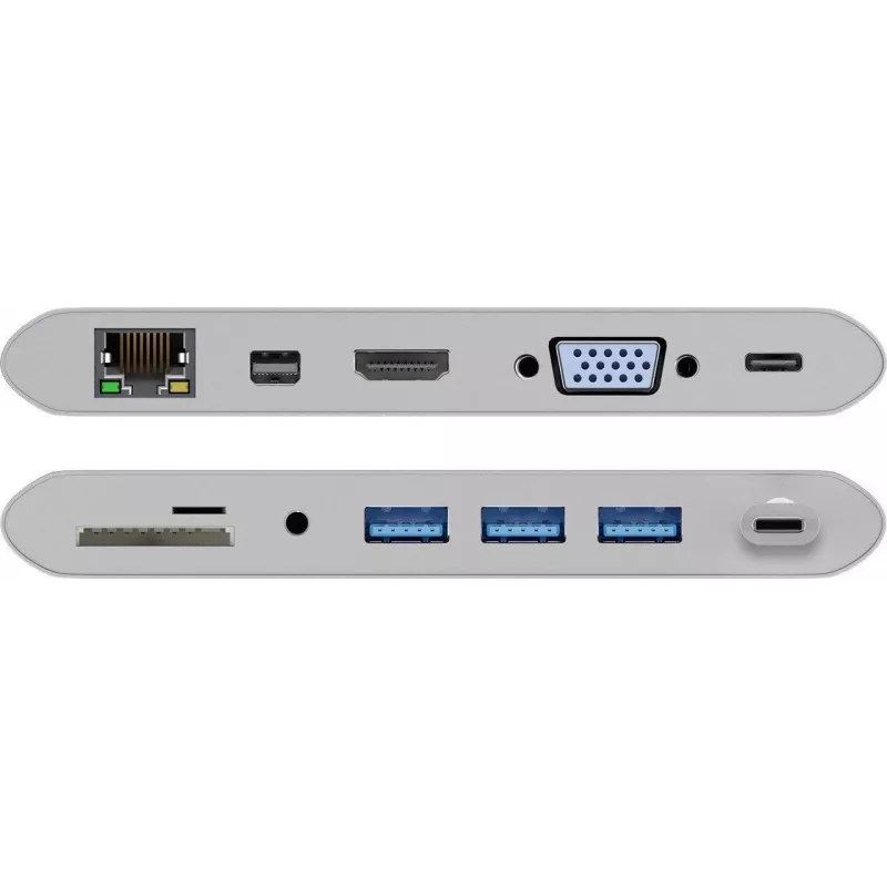 Goobay USB-C™ Multiport-Adapter - All in 1 - Alumīnijs - Sudrabs (62113)