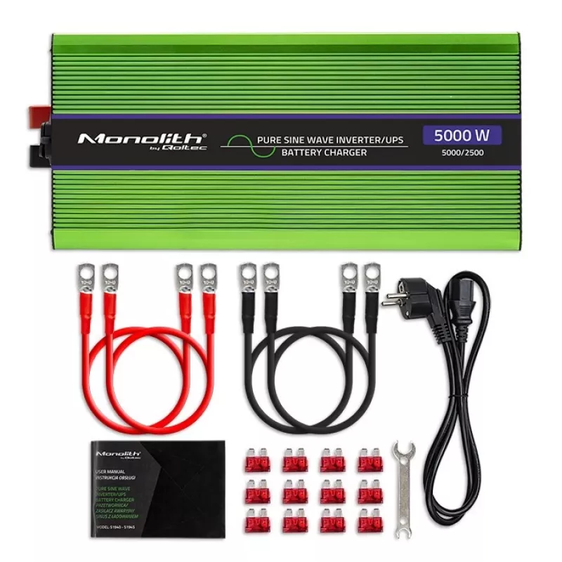 Qoltec Monolith tīkla adapteris/invertors Auto 5000 W Green