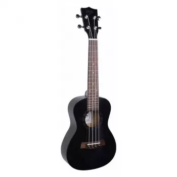 V-tone UK23 koncertukulele 23 collas — 4 neilona stīgas, 18 freta, melna, komplektā ar somu