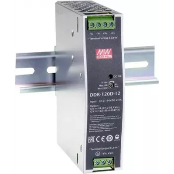 MEAN WELL DDR-120D-24 līdzstrāvas pārveidotājs 24V 5A 120W DIN sliedei