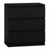 Kumode top e shop M3 CZERŅ — 3 atvilktnes, skaidu plātne, 700×400×770 mm, melna