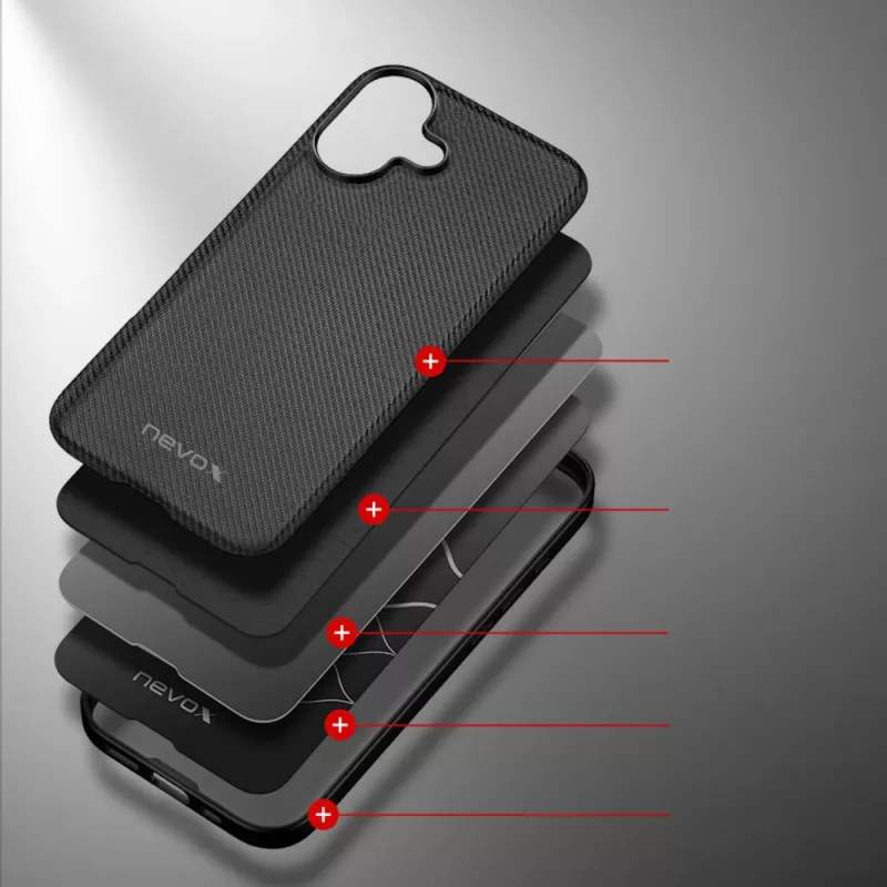 Aizsargmaciņa telefona Nevox StyleShell NYLO iPhone 17, 6.3 collu, melna