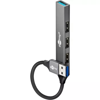 Goobay USB Hubs 74456 4-portu USB-A centrmezgls 5 Gbit/s gaiši pelēks