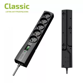 EVER CLASSIC 5x E-ligzdas pārsprieguma aizsardzības pagarinātājs, 250 V, 1,5 m, 175 J, ar slēdzi