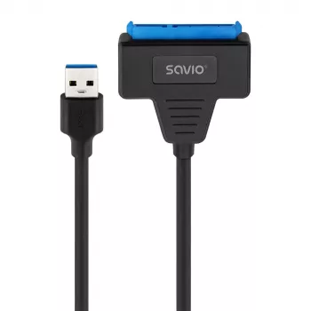 SAVIO SATA uz USB 3.1 Gen 1 interfeisa kabelis AK-68, SATA ligzda uz USB-A spraudni, 5 Gbit/s, 0,25 m, melns