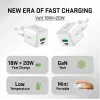 YENKEE YAC G38 20W 3A Power Delivery USB-C un USB-A sienas lādētājs