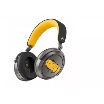 Austiņas Sennheiser Momentum 4 Wireless 80th Anniversary Edition — Bluetooth 5.2, 20 h baterija, ANC, 3,5 mm, apauss, dzeltenas