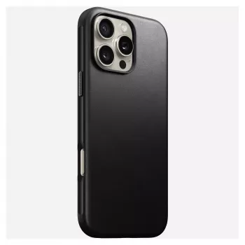 Mobilā telefona maciņš Nomad NM01693185 Apple iPhone 16 Pro Max, āda/TPU/PC, melns, piemērots 17,5 cm (6,9 collu) ekrānam