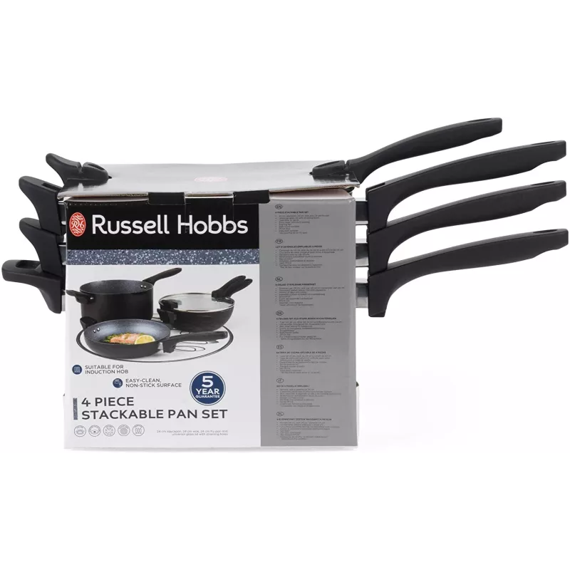 Trauku komplekts Russell Hobbs RH01840EU7 — 4 daļas, saliekams, metālisks marmors