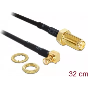 Koaksiālais kabelis DeLOCK 88472 0.32m MMCX RP-SMA Zelts Melns