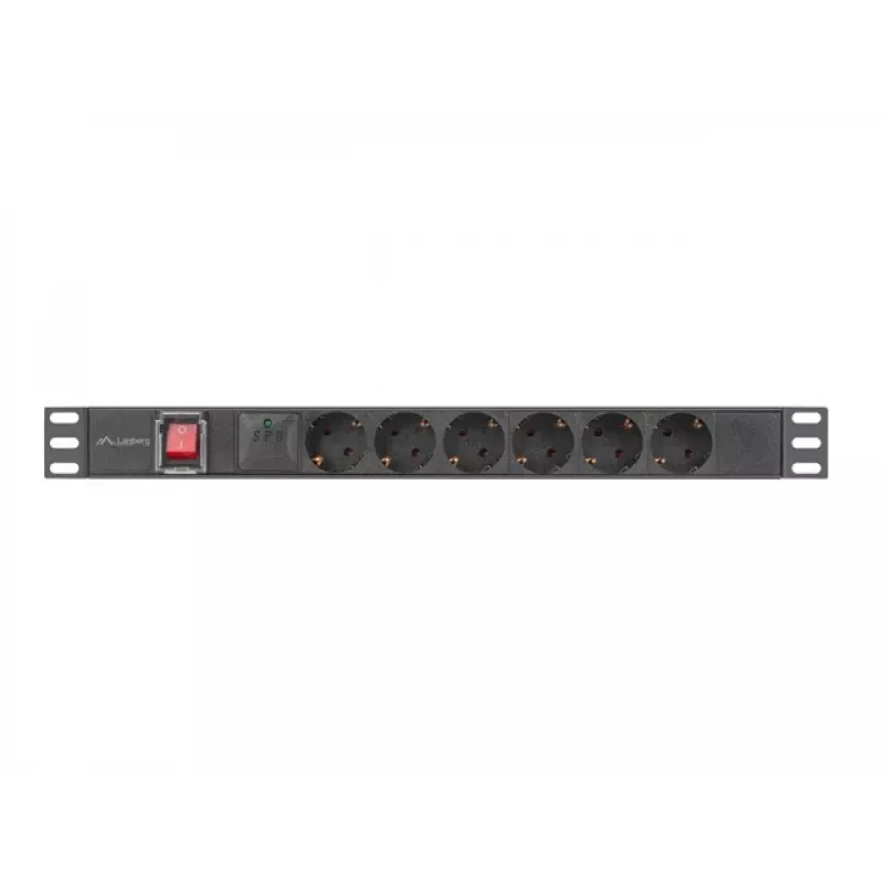 Lanberg PDU-05F-0200-BK strāvas sadalītājs (PDU) 5 kontaktligzdas 1U Melns