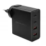 Qoltec GaN POWER PRO Lādētājs | 2xUSB-C | 2xUSB | 130W | 5-20V | 1.5-5A | XP | Melns