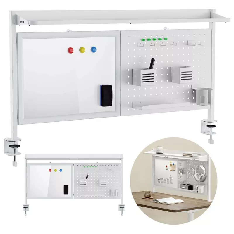 Galda starpsiena ergo office ER-301 W — 1116 mm plata tērauda sieta ar magnētisko tāfeli, balta, maks. slodze 10 kg