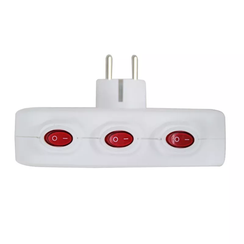 Esperanza ELK307W elektrības sadalītājs, 3 ligzdas ar slēdzi, balts