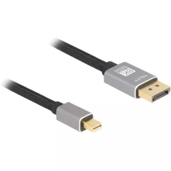Delock DisplayPort kabelis - Mini DisplayPort (vīrietis) uz DisplayPort (vīrietis) - DisplayPort 1.4 - 3,0 m - Atbalsta 8K 60 Hz - Melns, Pelēks (81093)