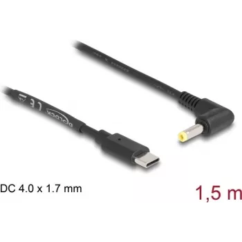 DeLOCK USB Type-C barošanas kabelis uz DC 4,0 x 1,7 mm vīrišķo leņķa savienotāju 1,5 m