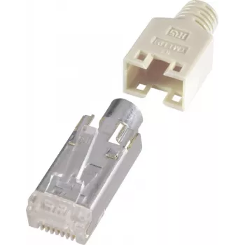 renkforce RJ45 savienotājs, ekranēts CAT5e spraudnis, taisns, 8P8C, bēšs H9540.1-10, 10 gab.
