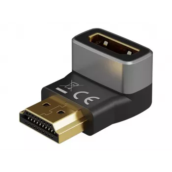 Goobay 72011 HDMI™ leņķa adapteris 270° vertikāls, 8K @ 60 Hz, apzeltīts, melns, sudrabs