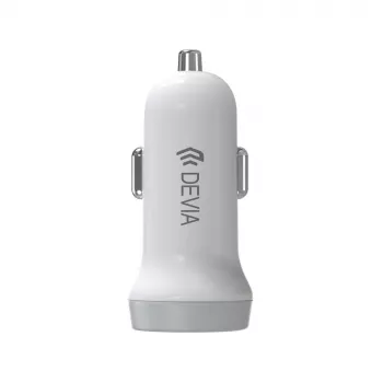 Auto lādētājs Devia Smart Series Lightning 5V 3.1A Divi USB Baltā krāsā