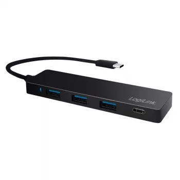 LogiLink UA0311 USB-C 3.2 Gen 2 Multiport Hub 4 Porti Melns