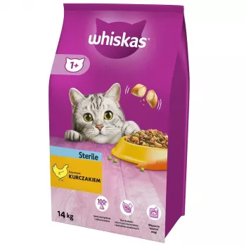 Sausā barība kaķiem Whiskas Adult Chicken 14 kg — sterilizētiem pieaugušiem kaķiem