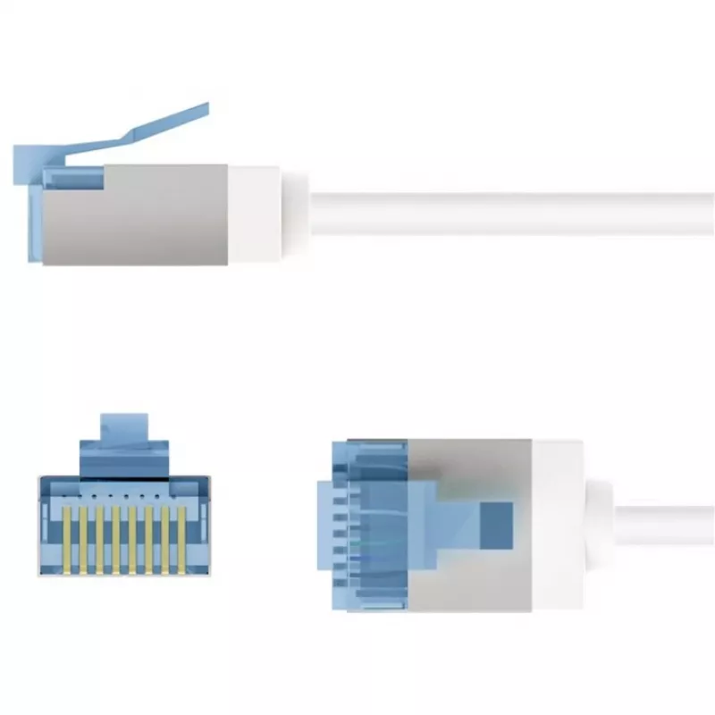 GOOBAY Ultra-Flexible Cat.6a Patch Cable slim, U/FTP, balts, 1 m, ar īpaši īsu spraudni