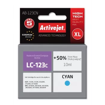 Activejet AB-123CN tinte (aizstāj Brother LC123C/121C; Supreme; 10 ml; ciāna)