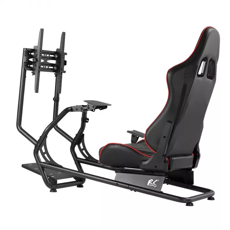 NanoRS RS160 Spēļu krēsls un simulatora statīvs 3-in-1, PC/konsolēm, mākslīgā āda, stūres statīvs, TV kronšteins līdz 50 collām, VESA 400x400