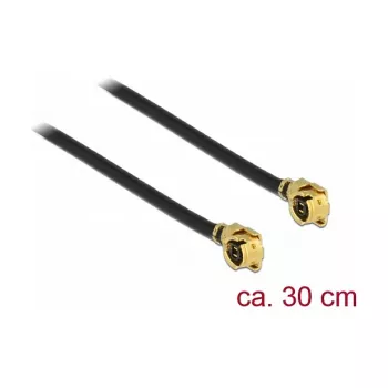 Koaksiālais kabelis DeLOCK 89609 0.3m MHF (I-PEX) Melns Zelts