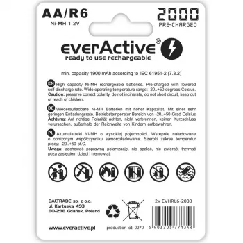 Akumulatori R6/AA 2000 mAh, blisteris 2 gab.